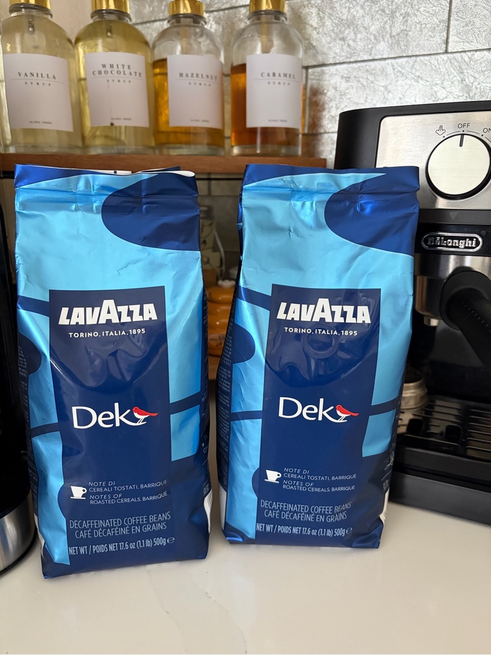 2 Bags of Dek Decaffeinated Coffee Beans — Blue Bag